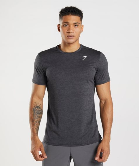 Men's Gymshark Arrival Marl T-Shirts Black | NZ 4NWCPJ